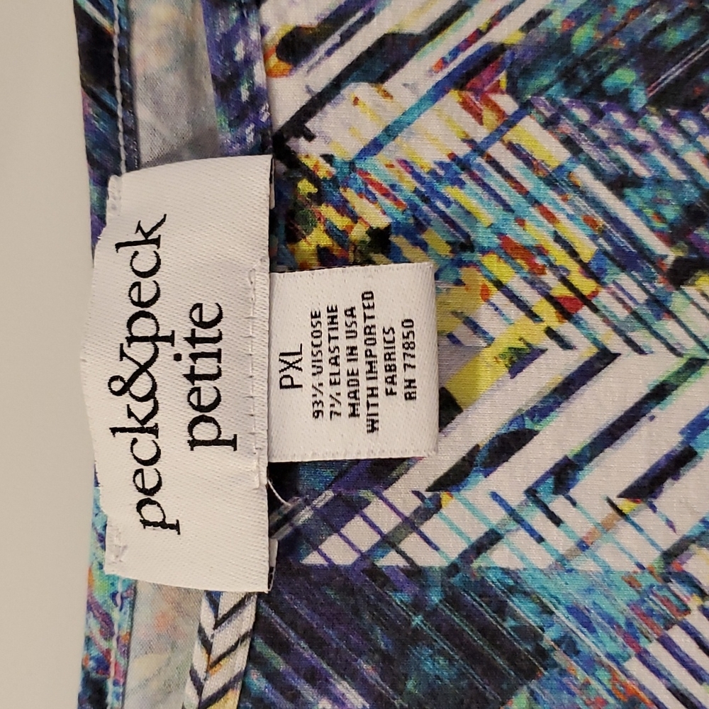 Peck & Peck Abstract Print In Blues3/4 Length Sle… - image 3